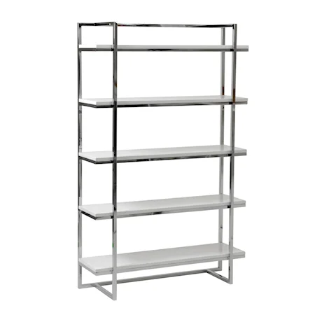 Open Five Shelf Unit with Chromed Steel Frame